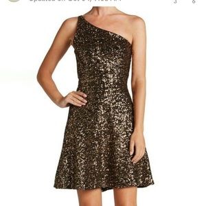 Dress The Population Tina Sequin Fit and Flare One Shoulder Dress XL
